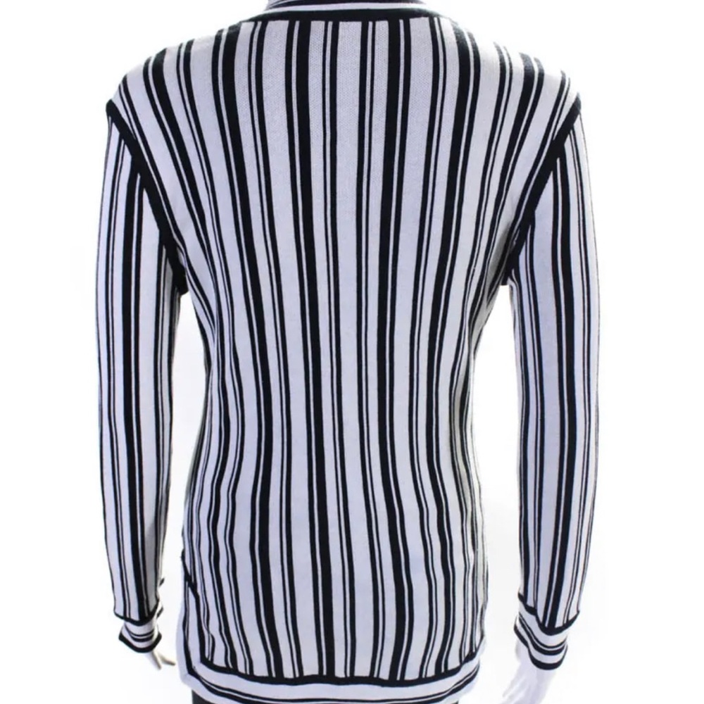 Tory Burch Womens Striped Long Sleeve Tunic Style Top Shirt White Size XS